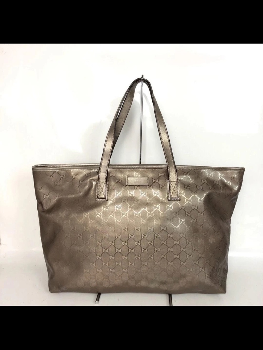 Gucci Metallic Taupe GG Monogram Tote